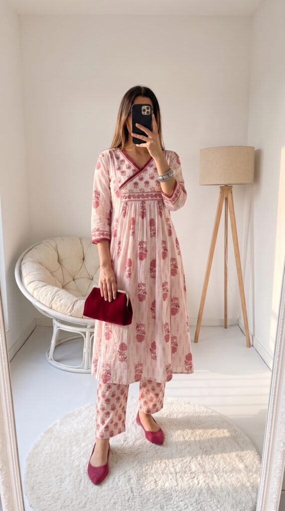Myntra 12 Kurta Set with Trousers: Best Picks for Effortless Ethnic Style Women's Outfit Ideas Indo Era Floral Printed Regular Pure Cotton Kurta with Trousers – Best Alternate Colourway Pick