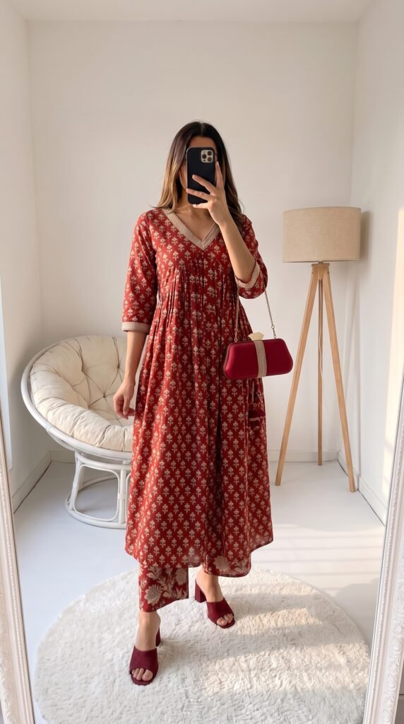 Myntra 12 Kurta Set with Trousers: Best Picks for Effortless Ethnic Style Women's Outfit Ideas Libas Ethnic Motifs Printed Kurta with Trousers – Best Traditional Print Pick