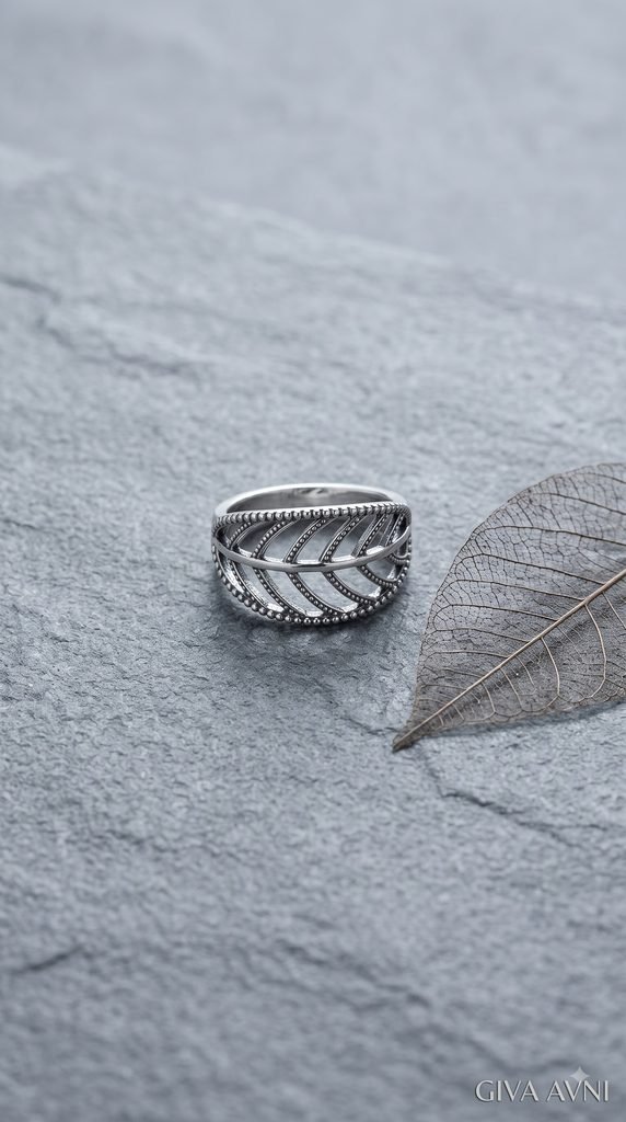 15 Minimalistic Jewelry Pieces for Every Occasion Women's Outfit Ideas 2. GIVA AVNI 925 Oxidised Silver Wrapped Leaf Ring