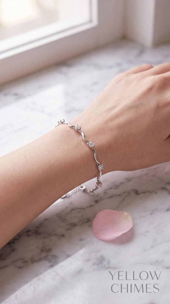 15 Minimalistic Jewelry Pieces for Every Occasion Women's Outfit Ideas Yellow Chimes Valentine Gift Crystal Stoned Bracelet