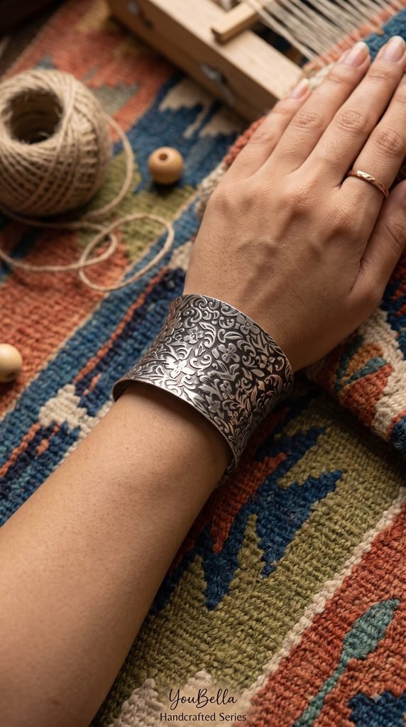 15 Minimalistic Jewelry Pieces for Every Occasion Women's Outfit Ideas YouBella Silver Plated Oxidised Cuff Bracelet